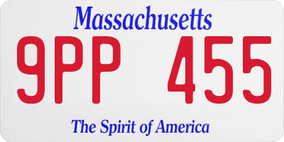 MA license plate 9PP455