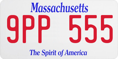 MA license plate 9PP555