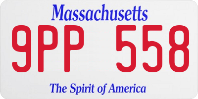 MA license plate 9PP558