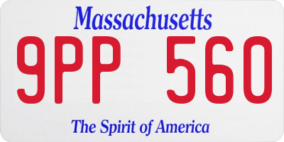 MA license plate 9PP560