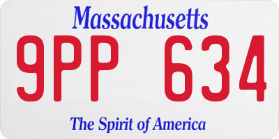 MA license plate 9PP634