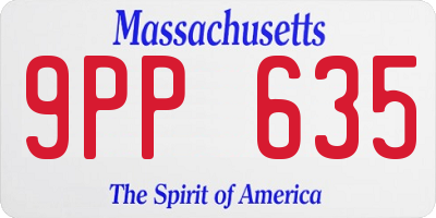 MA license plate 9PP635