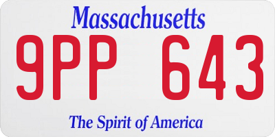 MA license plate 9PP643