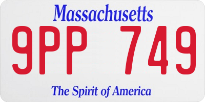 MA license plate 9PP749