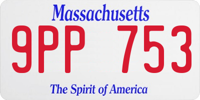 MA license plate 9PP753