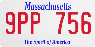 MA license plate 9PP756