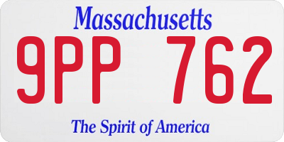 MA license plate 9PP762