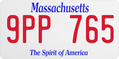 MA license plate 9PP765