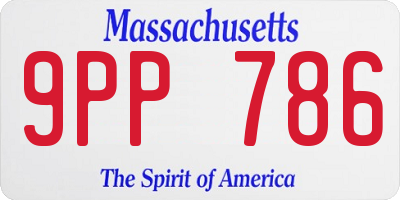 MA license plate 9PP786