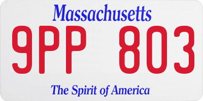 MA license plate 9PP803