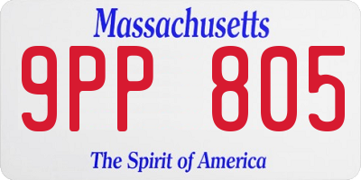 MA license plate 9PP805