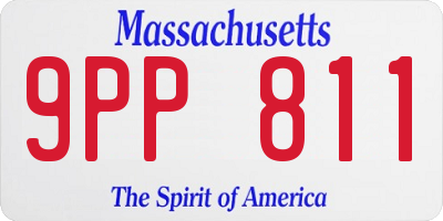 MA license plate 9PP811