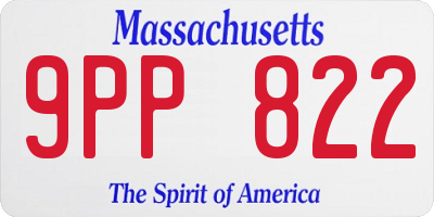 MA license plate 9PP822