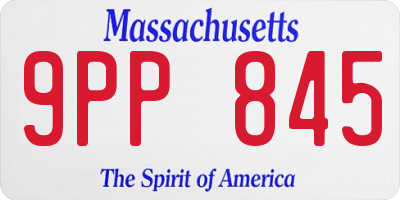 MA license plate 9PP845