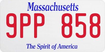 MA license plate 9PP858