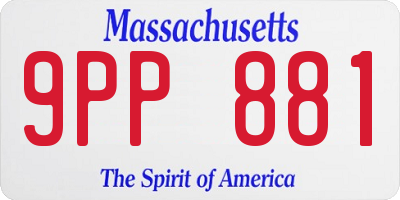 MA license plate 9PP881
