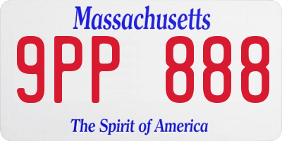 MA license plate 9PP888