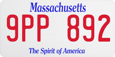 MA license plate 9PP892