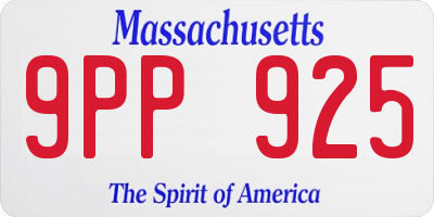 MA license plate 9PP925
