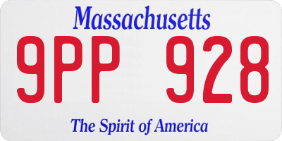 MA license plate 9PP928