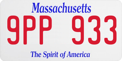 MA license plate 9PP933