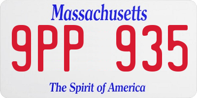MA license plate 9PP935