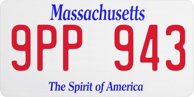 MA license plate 9PP943
