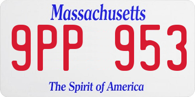 MA license plate 9PP953
