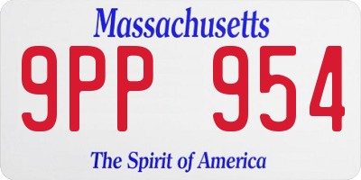 MA license plate 9PP954