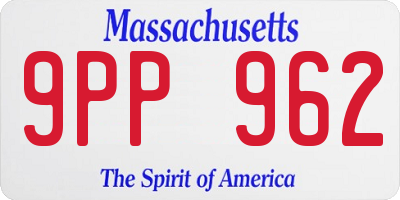 MA license plate 9PP962
