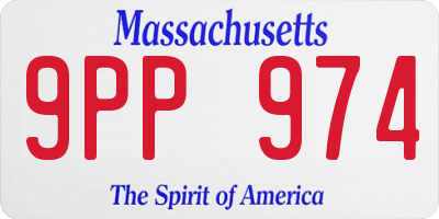MA license plate 9PP974