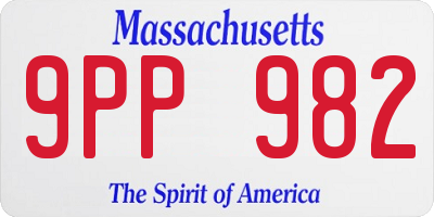 MA license plate 9PP982