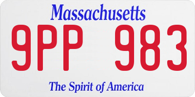 MA license plate 9PP983