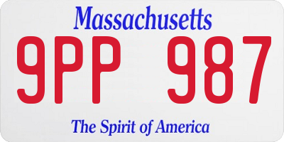 MA license plate 9PP987