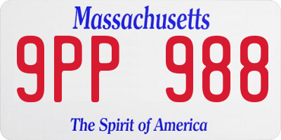 MA license plate 9PP988