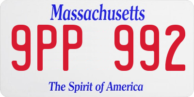 MA license plate 9PP992
