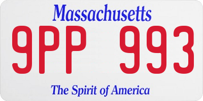 MA license plate 9PP993
