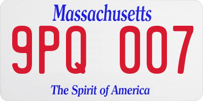 MA license plate 9PQ007