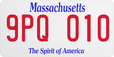MA license plate 9PQ010