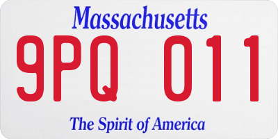 MA license plate 9PQ011