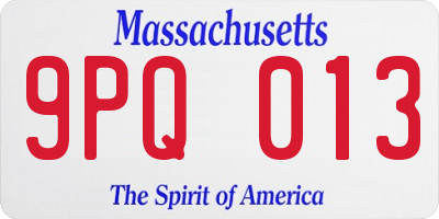 MA license plate 9PQ013