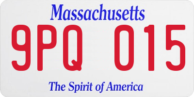 MA license plate 9PQ015