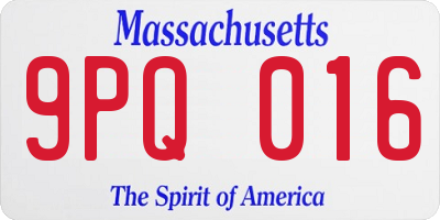 MA license plate 9PQ016