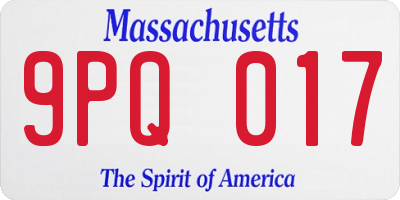 MA license plate 9PQ017