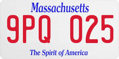 MA license plate 9PQ025