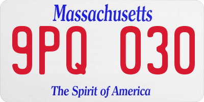 MA license plate 9PQ030