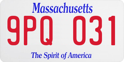 MA license plate 9PQ031
