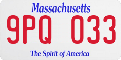MA license plate 9PQ033