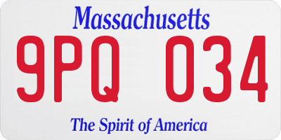 MA license plate 9PQ034