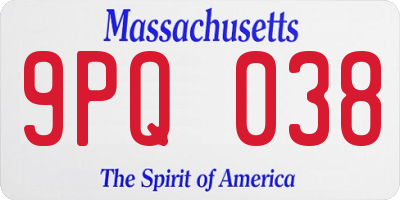 MA license plate 9PQ038
